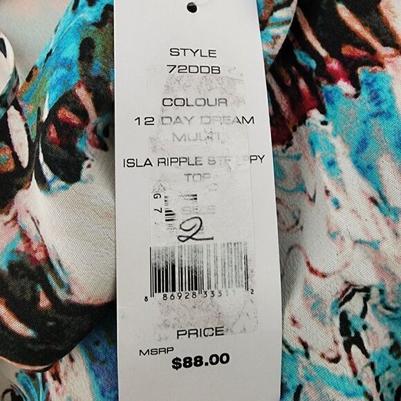 FRENCH CONNECTION ISLA RIPPLE WOMEN'S TOP SIZE 2 ADJUSTABLE STRAPS LOOSE FIT - Picture 9 of 9